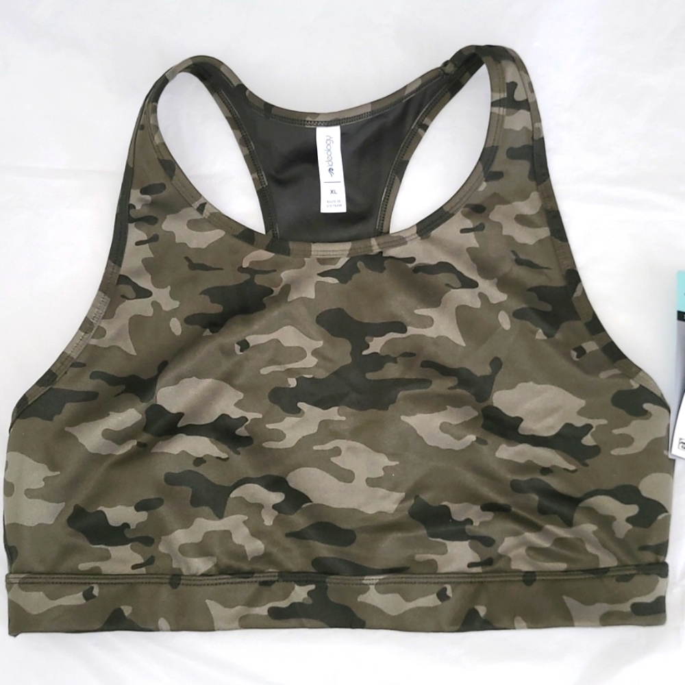 Ideology Camo Emerald Reversible Sports Bra Racerback Design